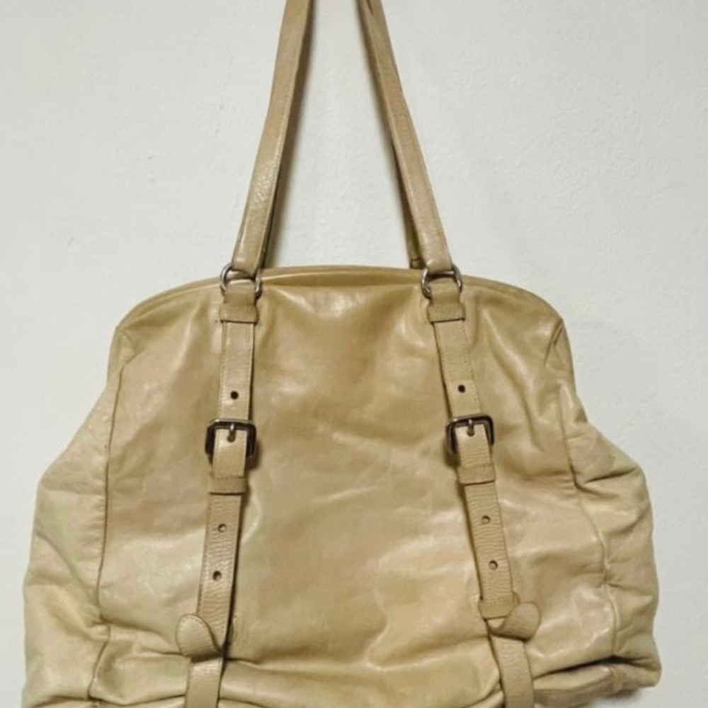 Prada Tan Leather Shoulder Bag with Buckle Straps - Picture 3 of 10